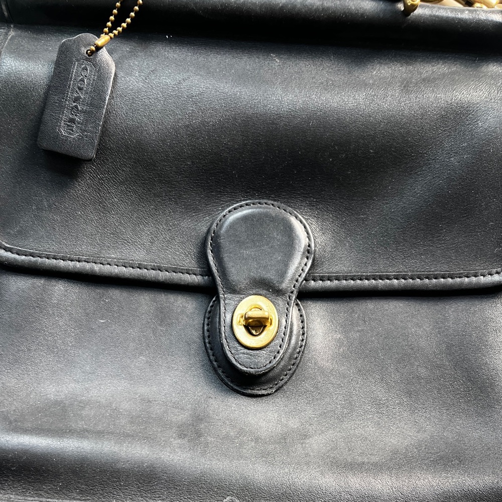 VINTAGE COACH pre-1994 WILLIS black leather crossbody bag - Picture 3 of 12